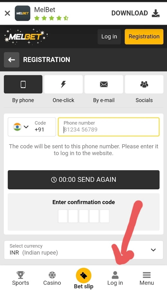 melbet mobile register