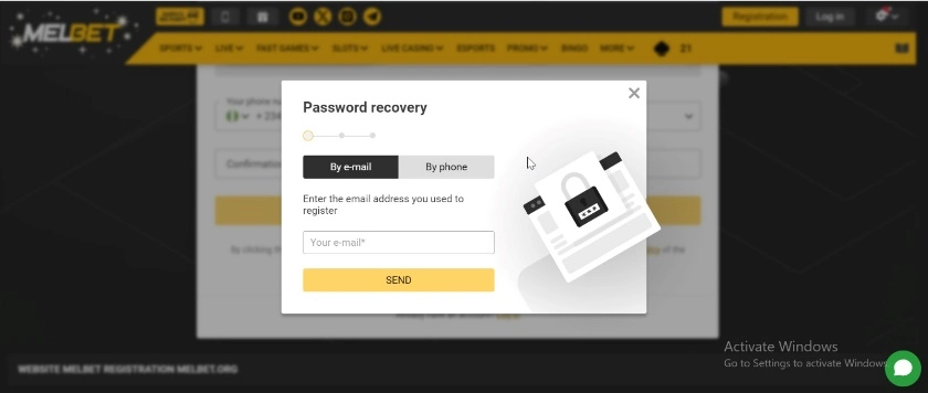 melbet recovery password
